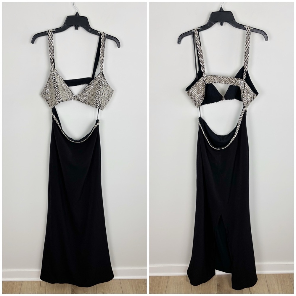 RETROFETE Fernanda Dress in Black & Silver Size L - Picture 2 of 15